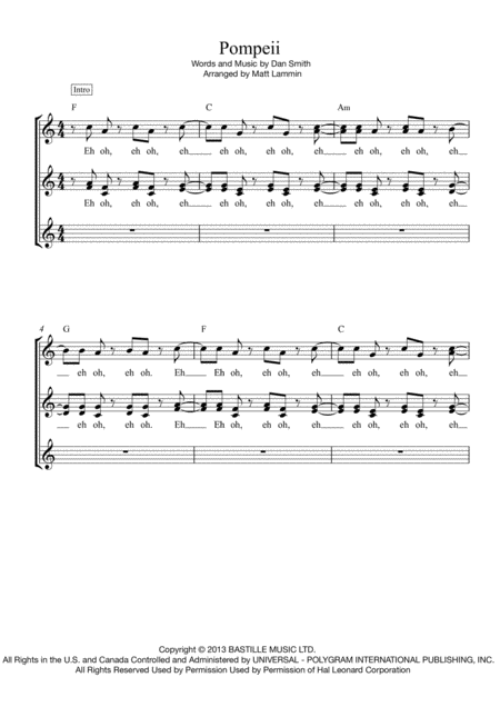 Free Sheet Music Pompeii Ssa