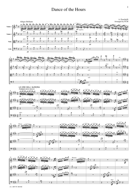 Free Sheet Music Ponchielli Dance Of The Hours For String Quartet Cp301