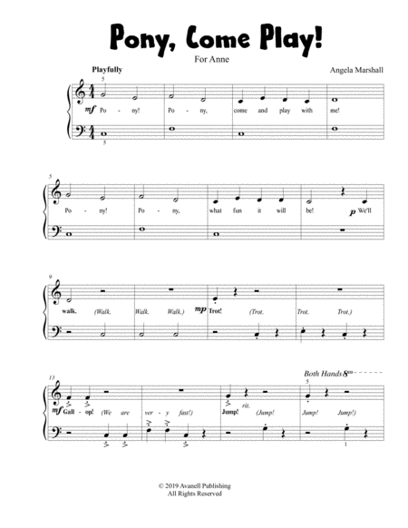 Free Sheet Music Pony Come Play Elementary Piano Solo