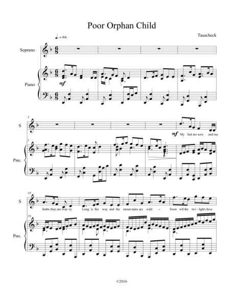 Free Sheet Music Poor Orphan Child