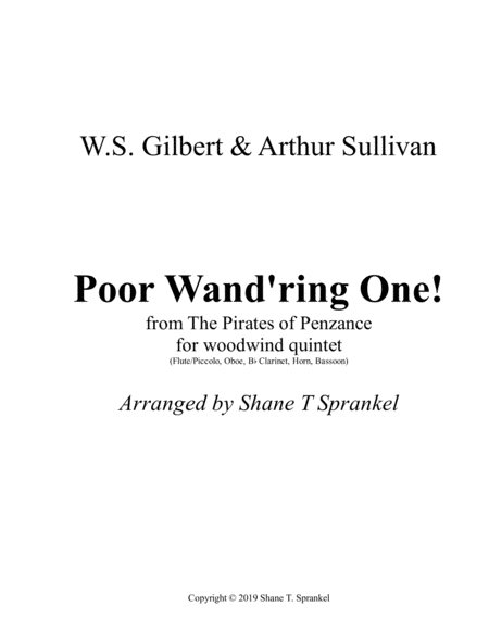 Poor Wand Ring One From The Pirates Of Penzance Sheet Music