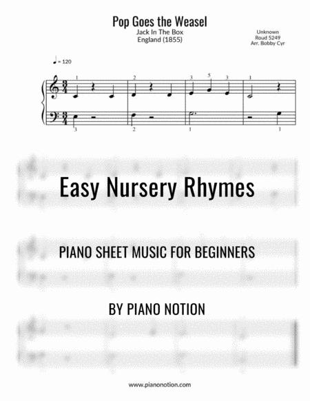 Free Sheet Music Pop Goes The Weasel Jack In The Box Easy Piano Solo