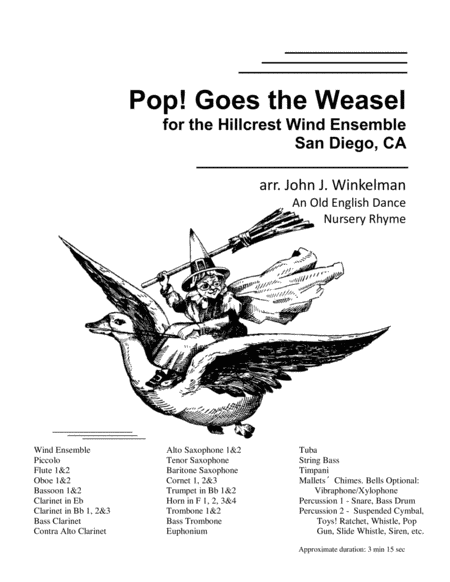 Free Sheet Music Pop Goes The Weasel