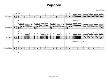 Free Sheet Music Popcorn Drumline Cadence