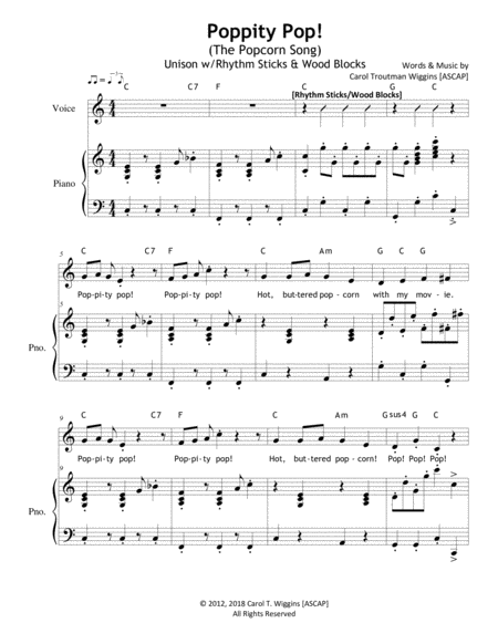 Poppity Pop The Popcorn Song Sheet Music