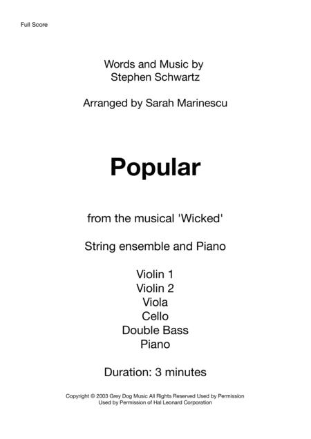 Popular From The Musical Wicked Sheet Music