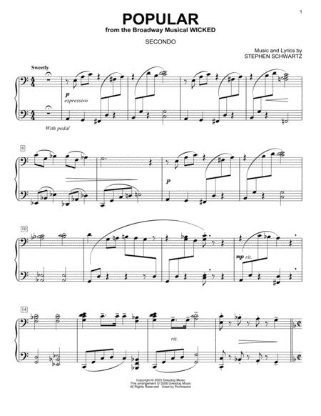 Free Sheet Music Popular From Wicked Arr Carol Klose