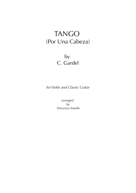 Por Una Cabeza Tango Sheet Music