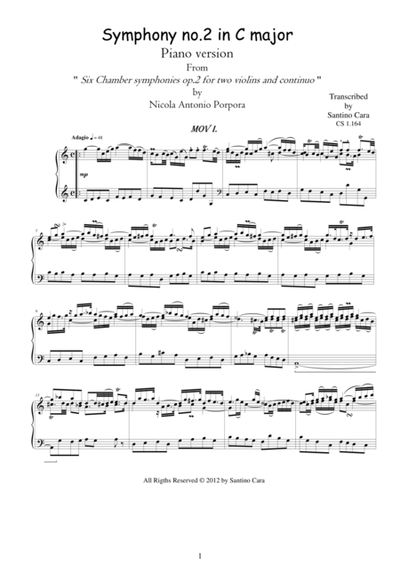 Porpora Na Symphony No 2 In C Complete Piano Version Sheet Music