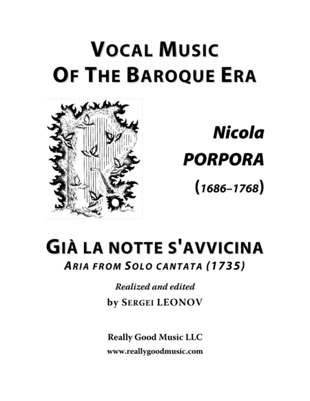 Porpora Nicola Gi La Nottes Avvicina Aria From The Cantata Arranged For Voice And Piano A Major Sheet Music