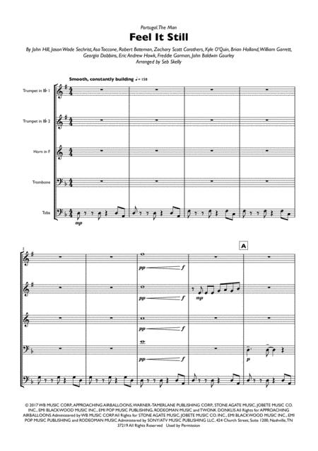 Portugal The Man Feel It Still For Brass Quintet Sheet Music