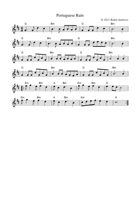 Free Sheet Music Portuguese Rain