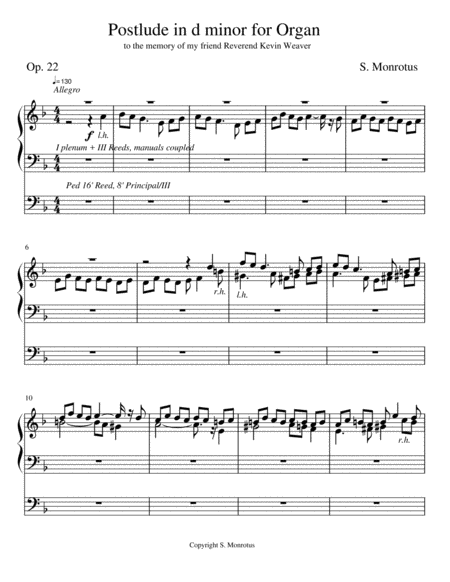 Postlude In D Minor For Organ Op 22 Sheet Music