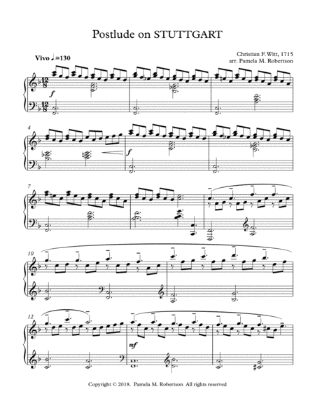 Postlude On Stuttgart Piano Solo Sheet Music