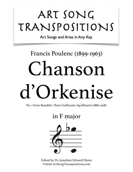 Poulenc Chanson D Orkenise Transposed To F Major Sheet Music