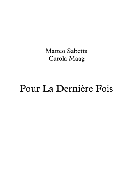 Pour La Dernire Fois Sheet Music