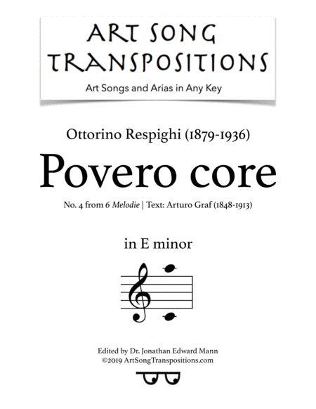 Povero Core E Minor Sheet Music