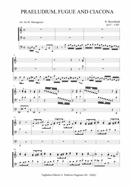 Free Sheet Music Praeludium Fugue And Ciacona Buxtehude Buxwv 137 For Organ 3 Staff