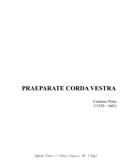 Praeparate Corda Vestra C Porta For Satb Choir Sheet Music