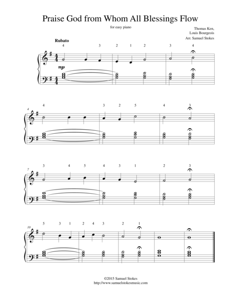 Free Sheet Music Praise God From Whom All Blessings Flow Doxology For Easy Piano
