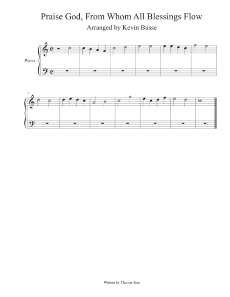Free Sheet Music Praise God From Whom All Blessings Flow Piano