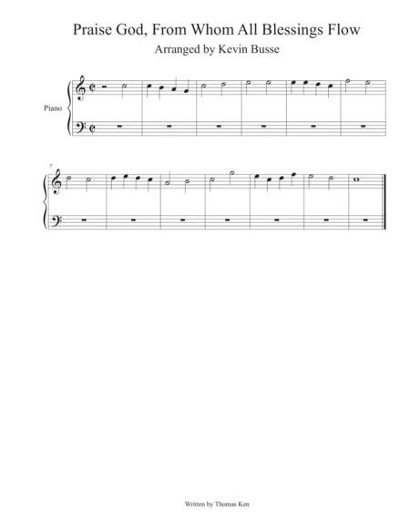 Praise God From Whom All Blessings Flow Piano Sheet Music