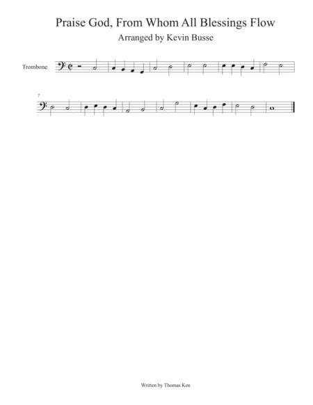 Praise God From Whom All Blessings Flow Trombone Sheet Music