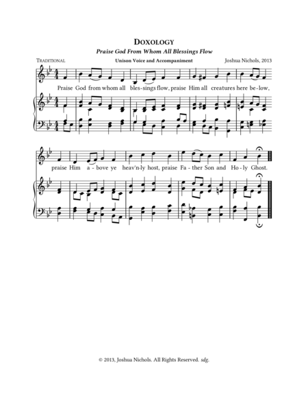 Praise God From Whom All Blessings Flow Sheet Music