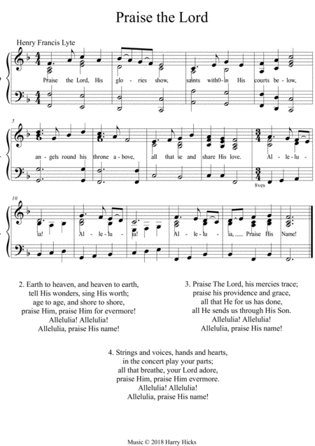 Praise The Lord His Glories Show A New Tune To A Wonderful Old Hymn Sheet Music