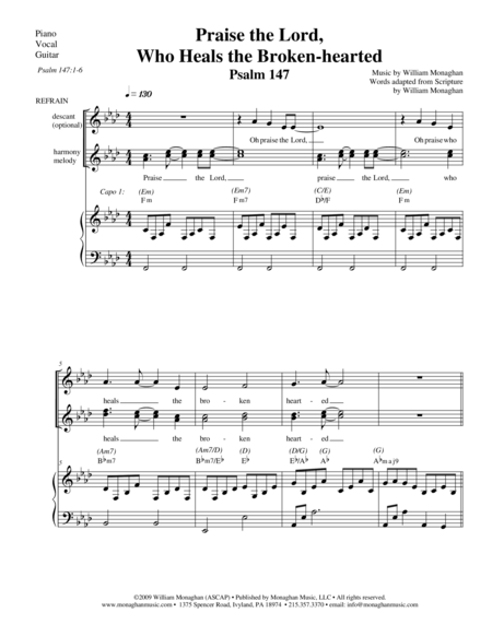 Praise The Lord Who Heals The Broken Hearted Psalm 147 Sheet Music