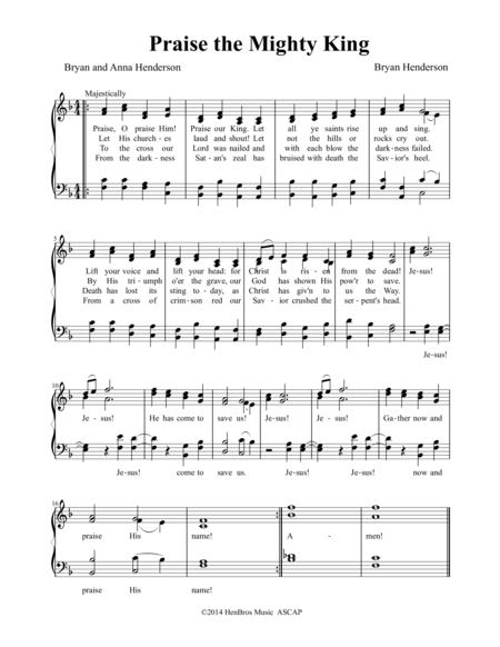 Free Sheet Music Praise The Mighty King