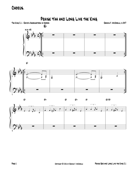 Praise Yah And Long Live The King Cast From The Kings Act 2 Song 1 Sheet Music