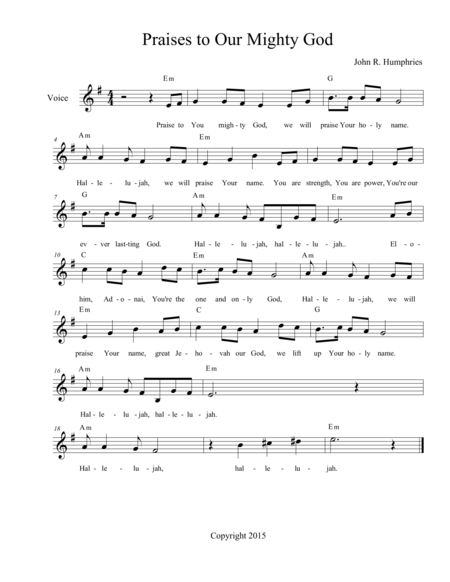 Free Sheet Music Praises To Our Mighty God