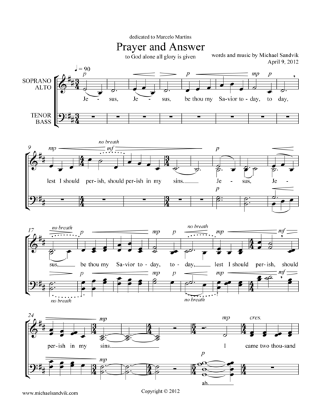 Prayer And Answer Sheet Music