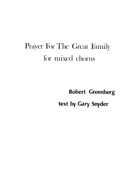 Prayer For The Great Family For Mixed Chorus Sheet Music
