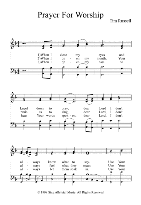 Free Sheet Music Prayer For Worship