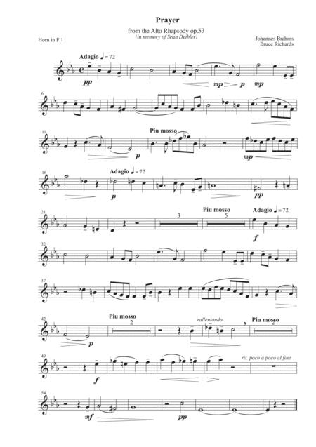 Prayer From The Alto Rhapsody Sheet Music