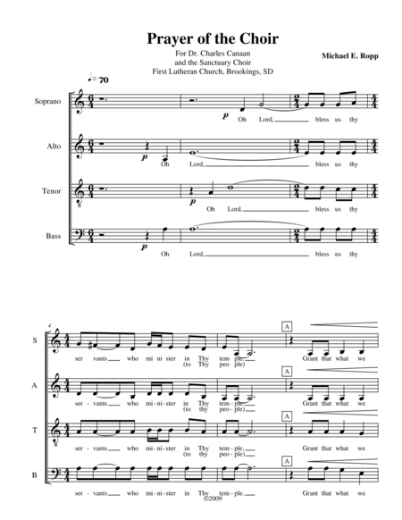 Prayer Of The Choir Sheet Music