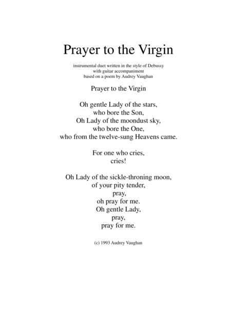 Prayer To The Virgin For 2 Flutes And Guitar Sheet Music