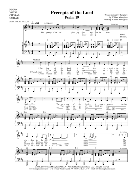 Precepts Of The Lord Psalm 19 Sheet Music