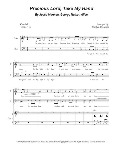 Free Sheet Music Precious Lord Take My Hand Duet For Tenor And Bass Solo