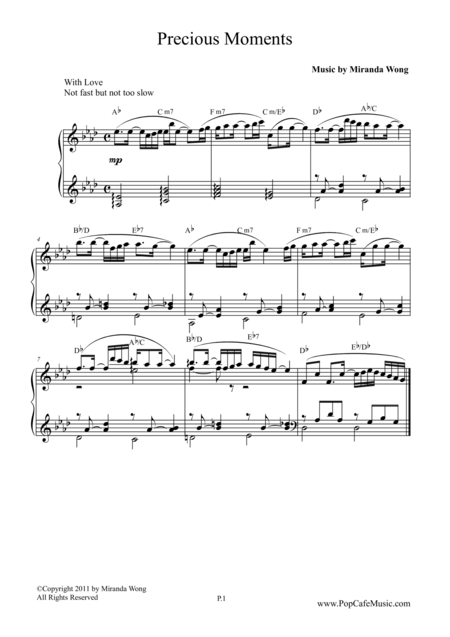 Precious Moments Wedding Piano Music Sheet Music