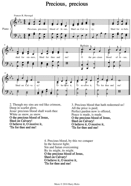 Free Sheet Music Precious Precious A New Tune To A Wonderful Frances Ridley Havergal Hymn