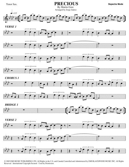 Free Sheet Music Precious Tenor Sax