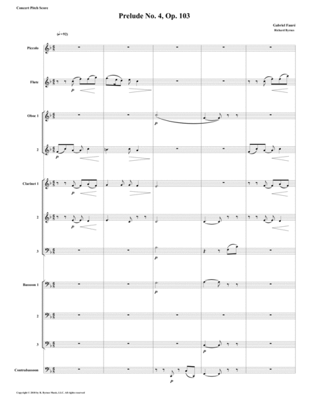 Prelude 04 In F Major Op 103 By Gabriel Faur Woodwind Choir Sheet Music