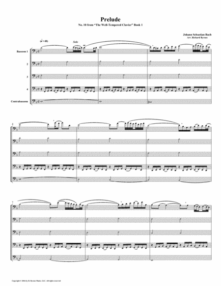 Prelude 10 From Well Tempered Clavier Book 1 Bassoon Quintet Sheet Music