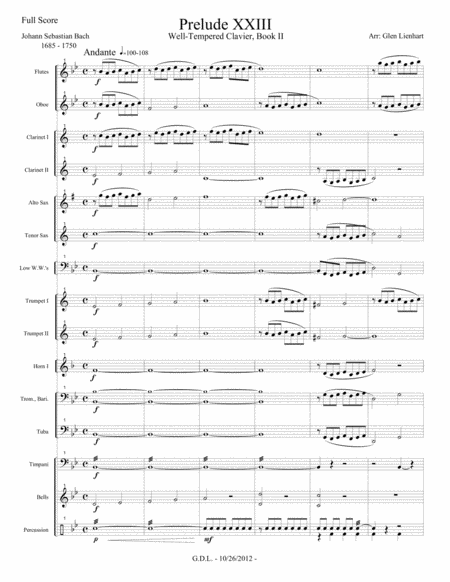 Prelude 23 Well Tempered Clavier Sheet Music