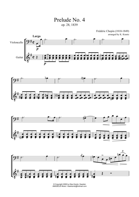 Prelude 4 7 For Cello And Guitar Sheet Music