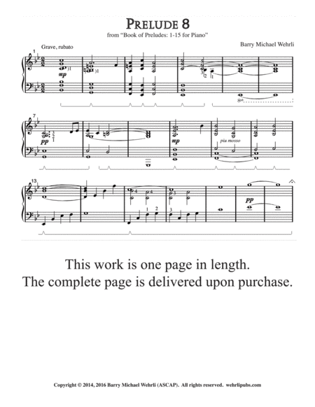 Free Sheet Music Prelude 8 From Book Of Preludes 1 15 For Piano
