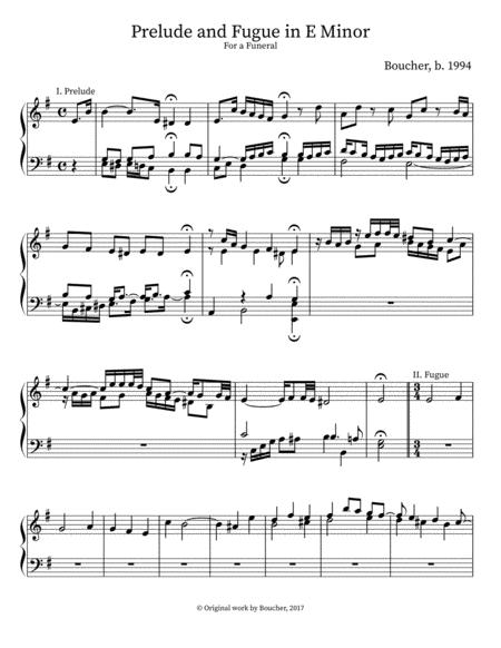 Prelude And Fugue In E Minor For A Funeral Sheet Music